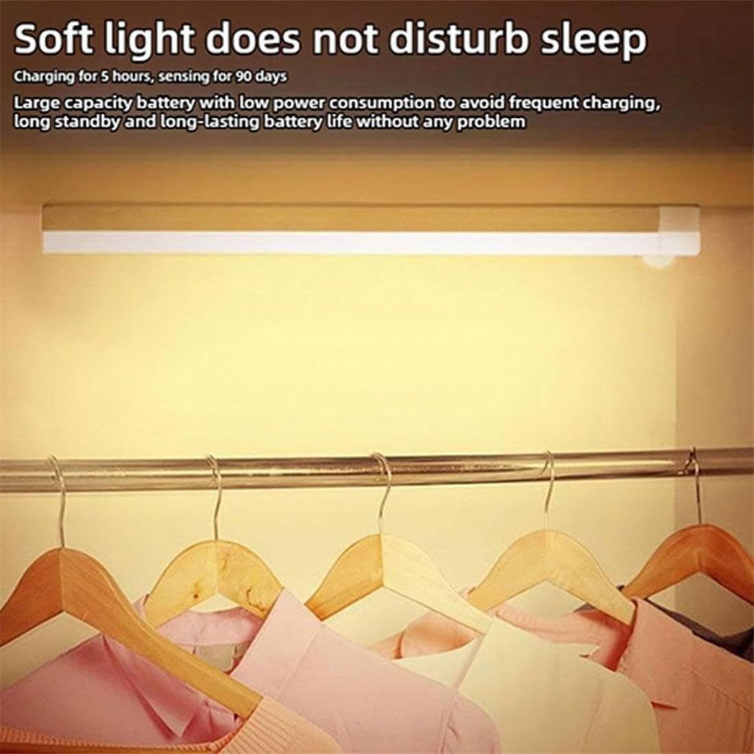 LED Motion Sensor Bars Lights - 30cm Wireless Under Cabinet Lighting, LED Closet Lights, Build in Rechargeable Battery, Stick-on Magnetic Motion Sensor Light Indoor for Kitchen, Stairway