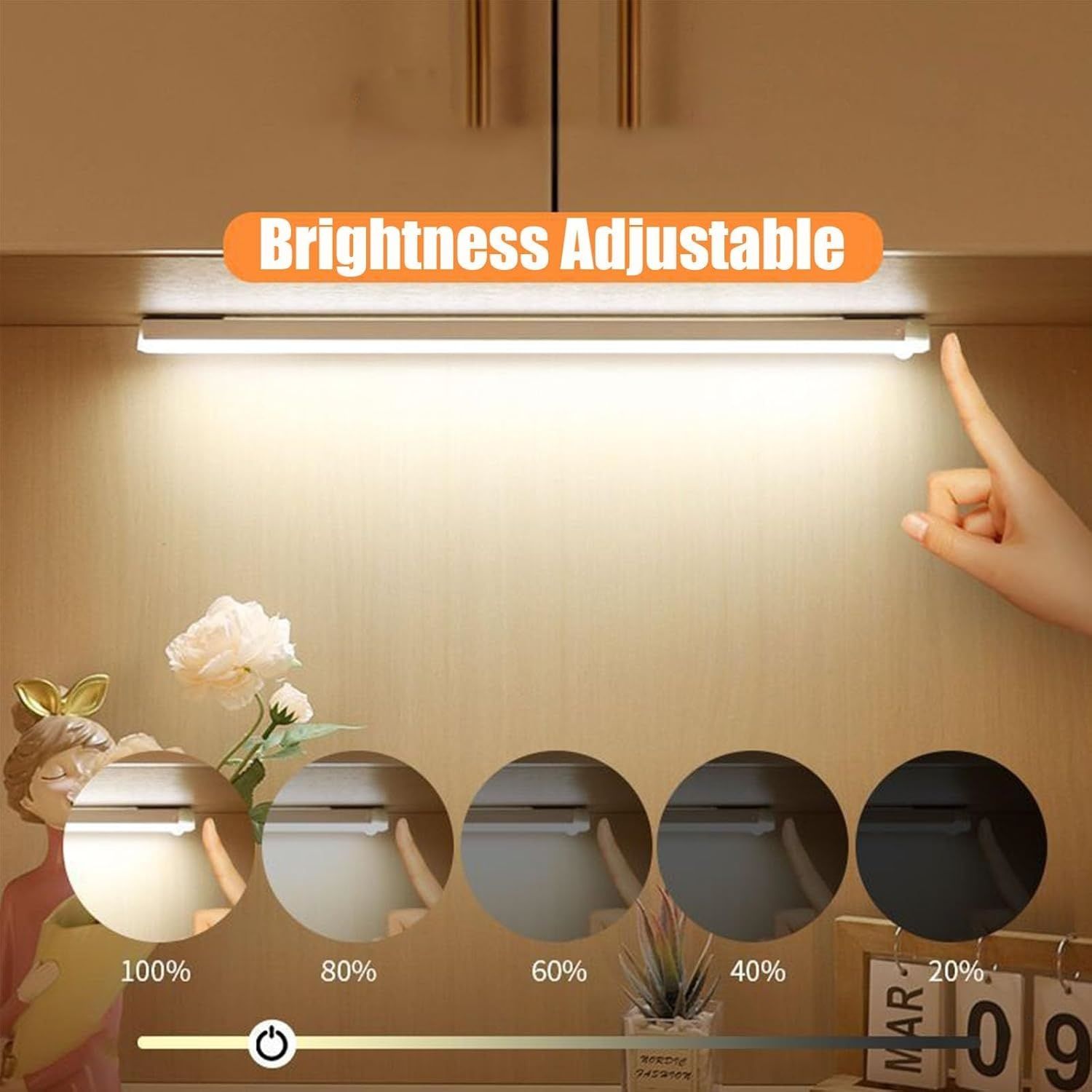 LED Motion Sensor Bars Lights - 30cm Wireless Under Cabinet Lighting, LED Closet Lights, Build in Rechargeable Battery, Stick-on Magnetic Motion Sensor Light Indoor for Kitchen, Stairway