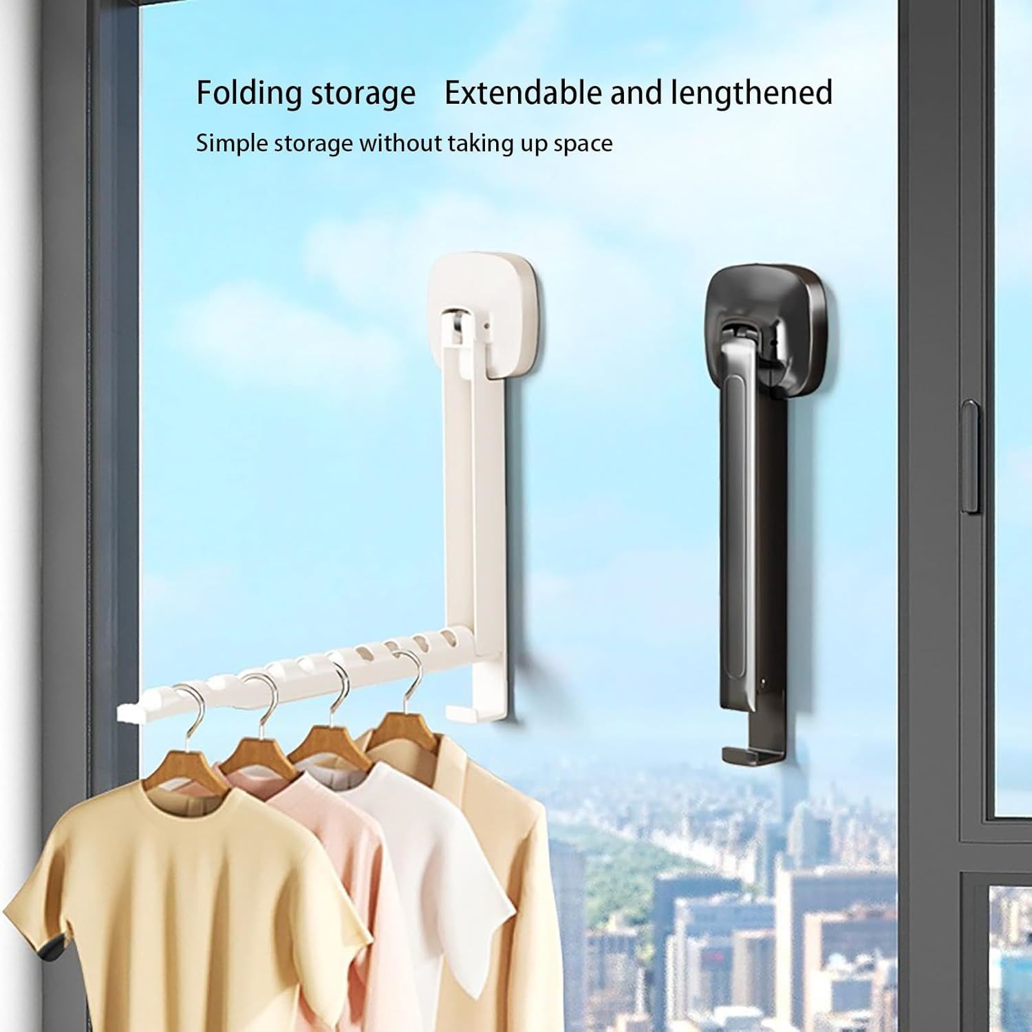 【Clearance Sale】Foldaway Clothes Wall Mounted Drying Rack with Suction Cup,Space-Saving,Foldable, Retractable, Portable for Laundry