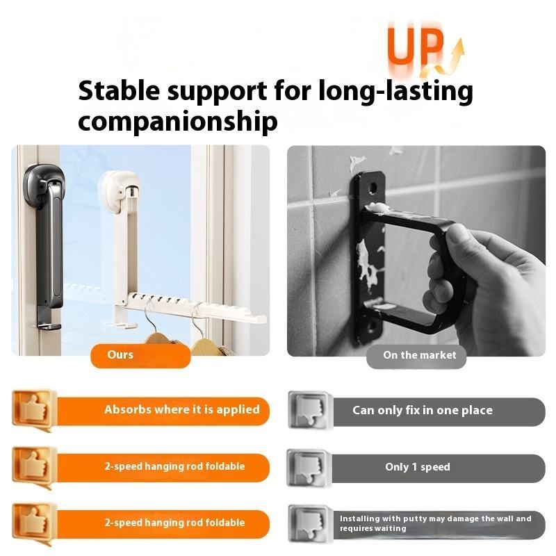 【Clearance Sale】Foldaway Clothes Wall Mounted Drying Rack with Suction Cup,Space-Saving,Foldable, Retractable, Portable for Laundry