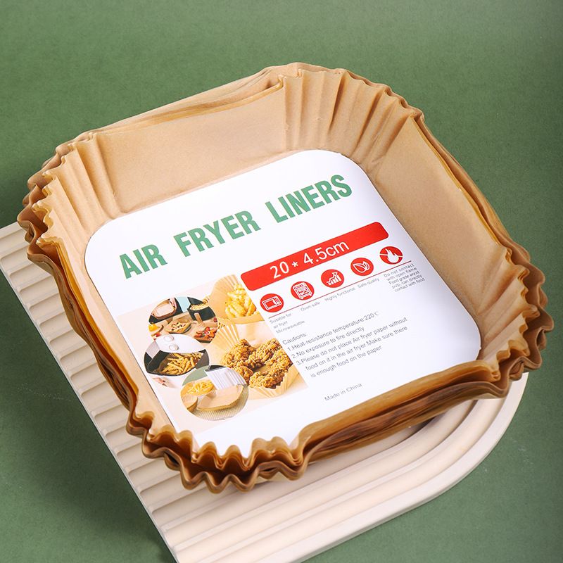 Air Fryer Paper Liners 100Pcs 20cm Non stick and oil resistant square lined air fryer parchment paper easy to clean, durable, food grade - suitable for air fryers, ovens and microwaves