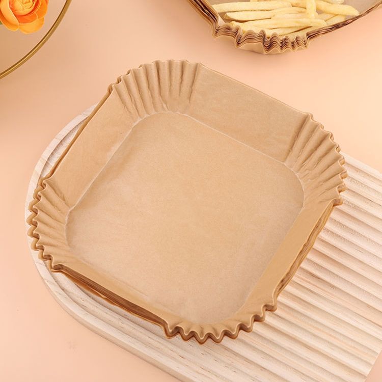 Air Fryer Paper Liners 100Pcs 20cm Non stick and oil resistant square lined air fryer parchment paper easy to clean, durable, food grade - suitable for air fryers, ovens and microwaves