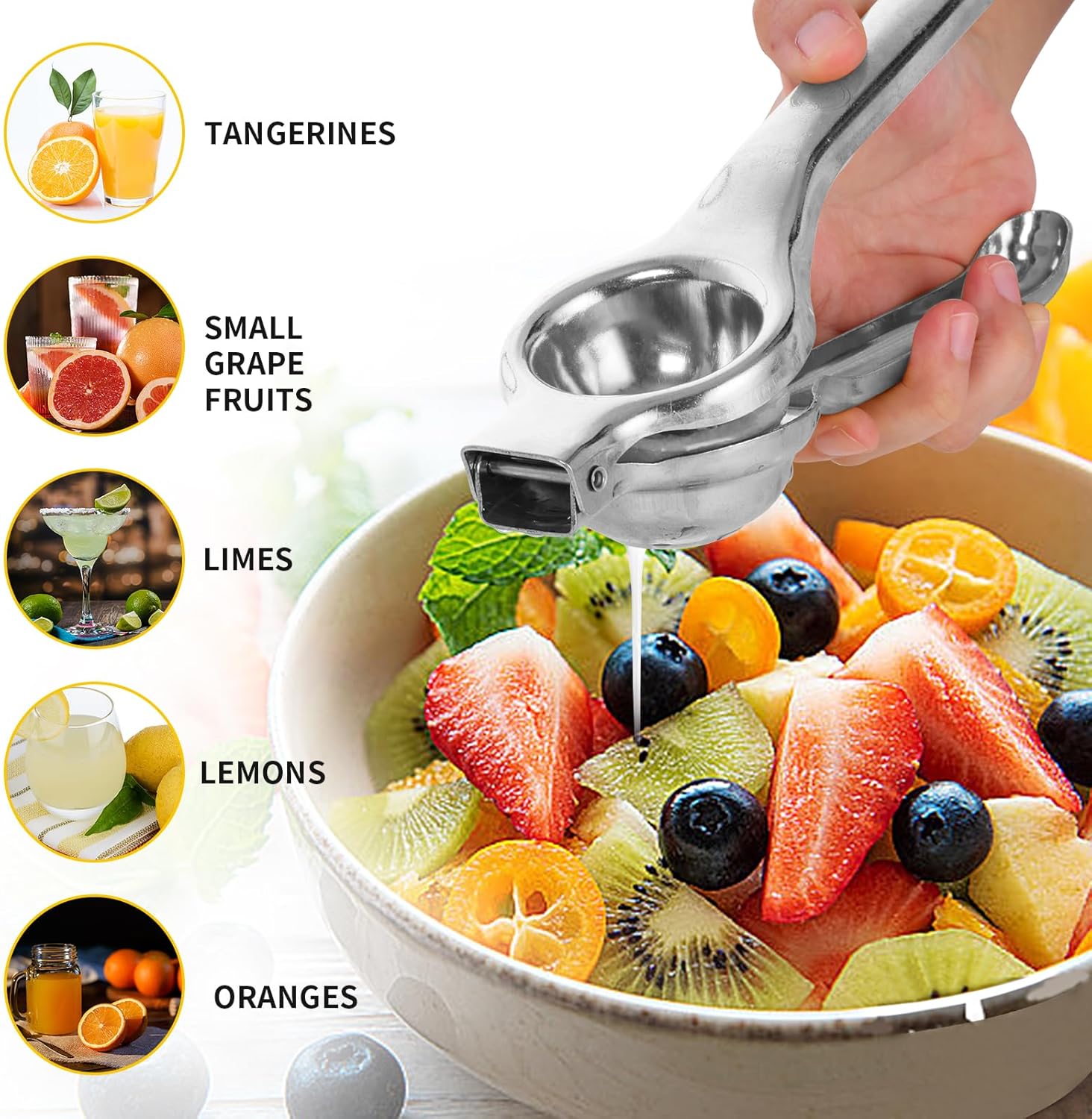 Stainless Steel Manual Juicer Citrus Lemon Squeezer,Fruit Juicer Lime Press Metal,Professional Hand Juicer Kitchen Tool