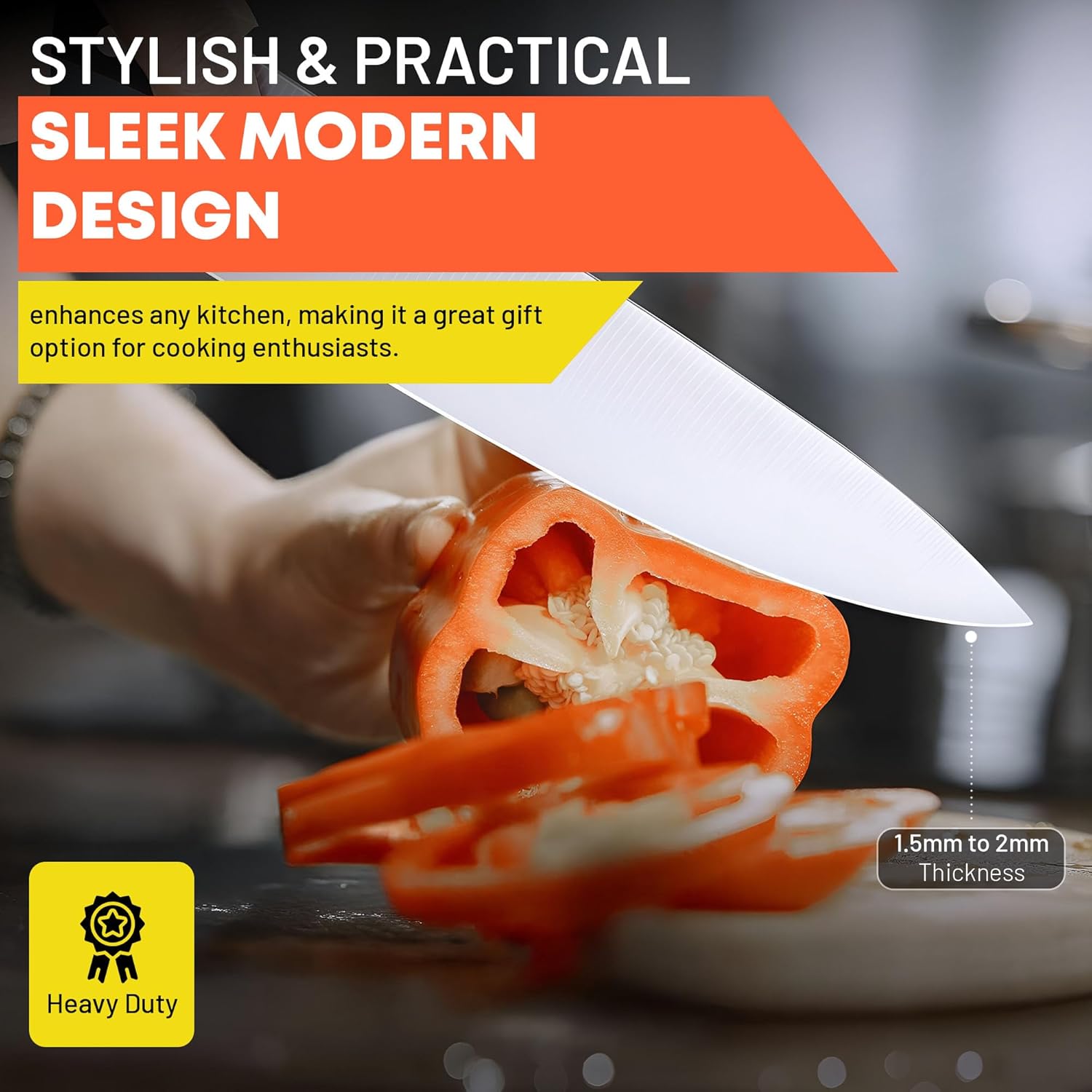 【Final Clearance】8 Piece Heavy Duty Knife Set Chef Bread Vegetable Meat Bone Slicing Mince Chopping Cutting Utility All in One Sharpener Kitchen Essentials Scissors Rust-resistant Stainless Steel