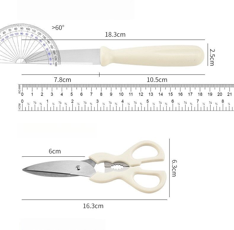 【Clearance Sale】Knife Set with Block, 5 Piece Kitchen Knife Sets with Stainless Steel Knives Scissors and Peeler for Veg Fruit Meat Steak
