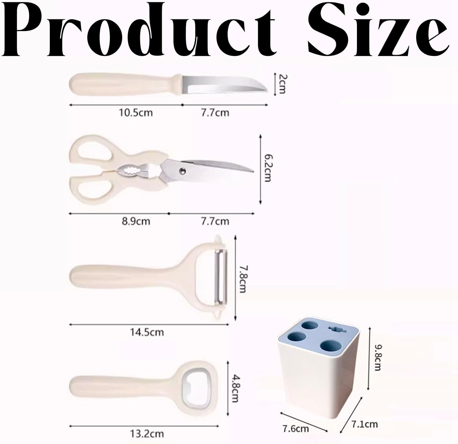 【Clearance Sale】Knife Set with Block, 5 Piece Kitchen Knife Sets with Stainless Steel Knives Scissors and Peeler for Veg Fruit Meat Steak