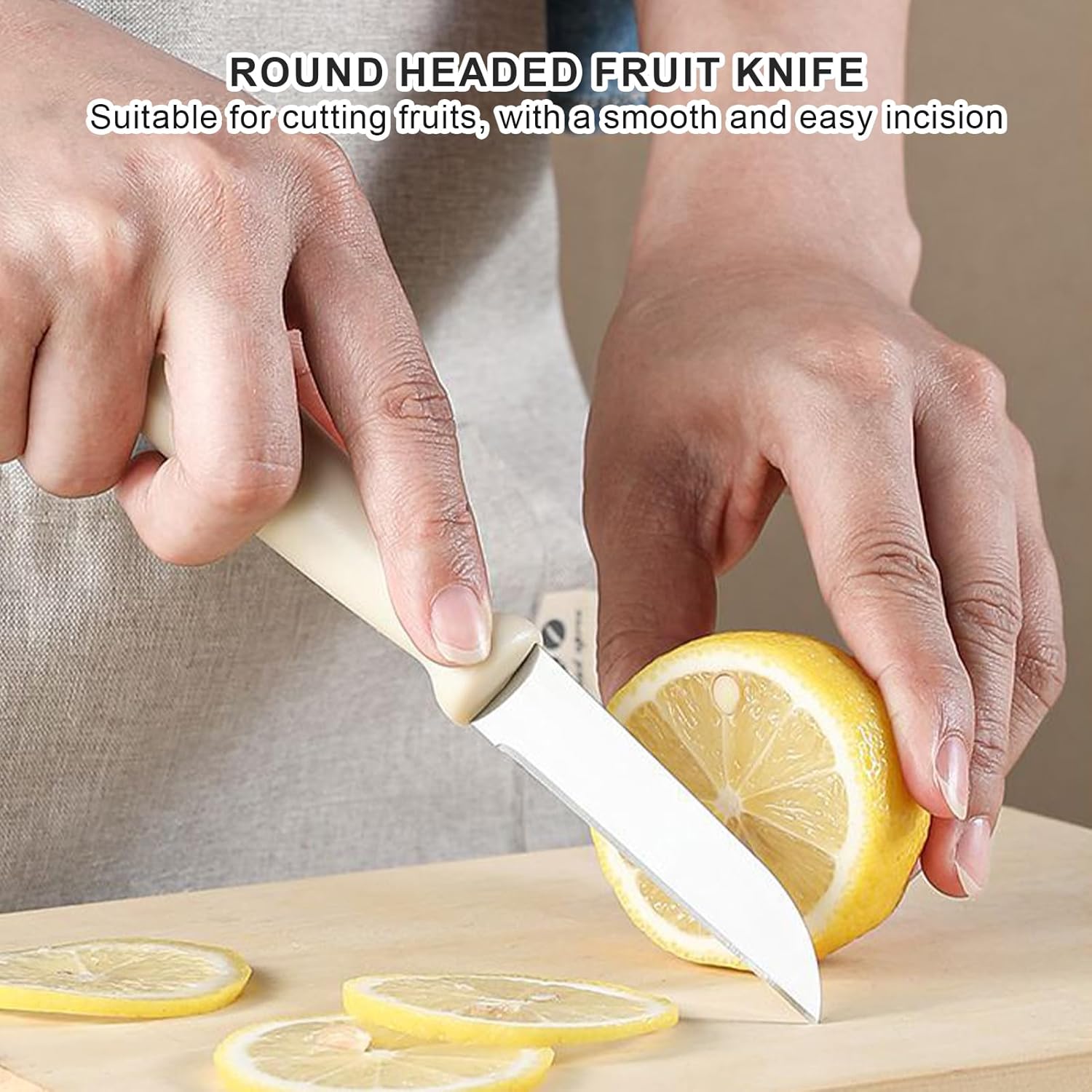 【Clearance Sale】Knife Set with Block, 5 Piece Kitchen Knife Sets with Stainless Steel Knives Scissors and Peeler for Veg Fruit Meat Steak