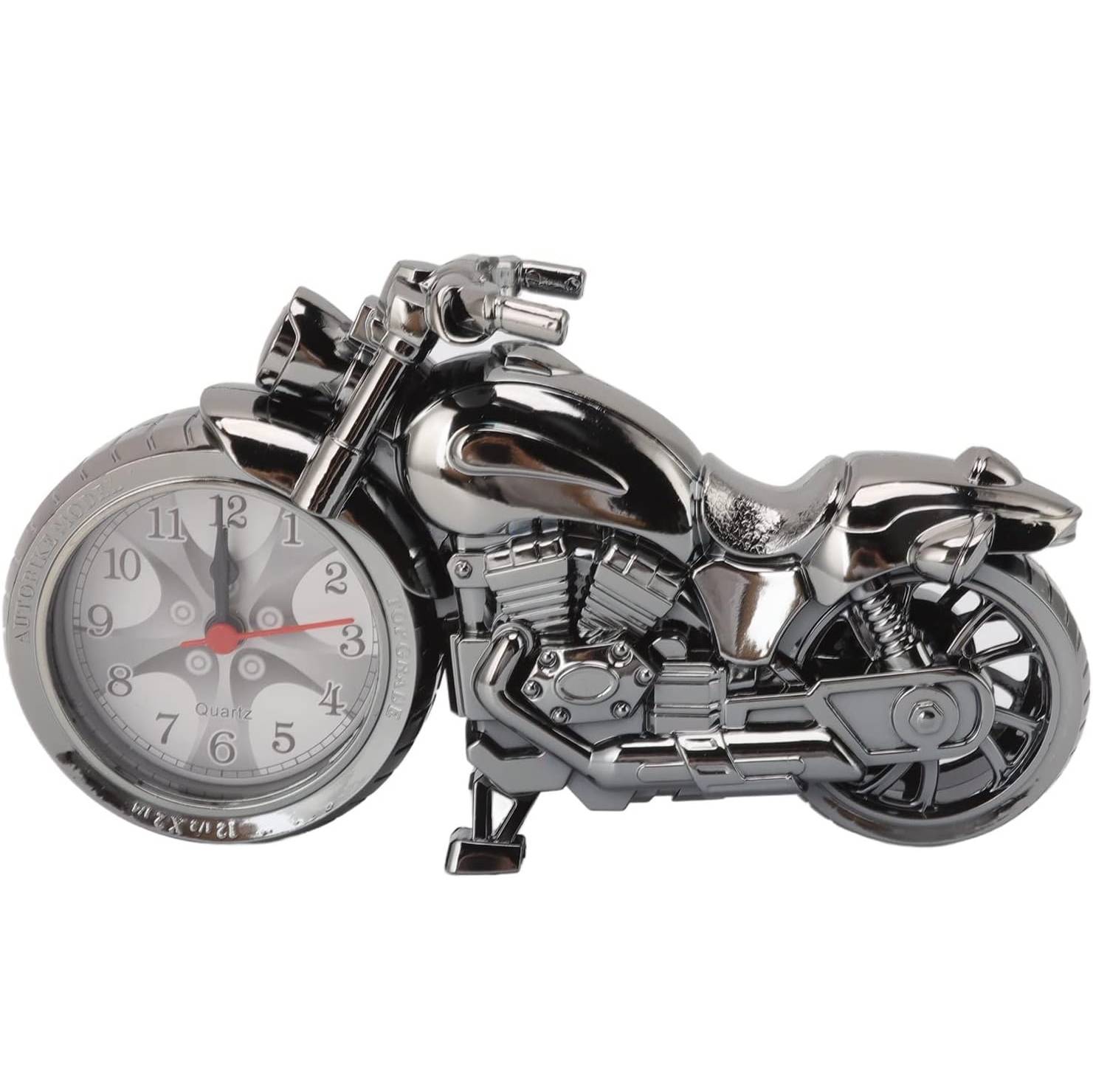【Final Clearance】Vintage Mini Motorcycle Model Alarm Clock Battery Powered Desk Shelf Clock Creative