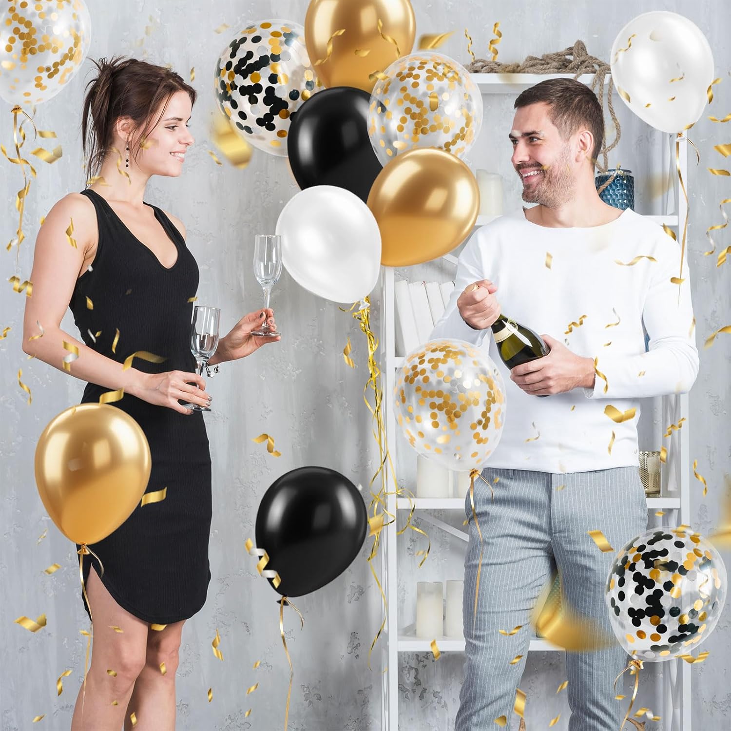 【Final Clearance】Balloons 38 Pack 12-Inch Balloons Set Gold Confetti Balloons Metallic Balloon for Decoration Latex Helium Balloons for Birthday Party Decorations Wedding Anniversary Baby Shower