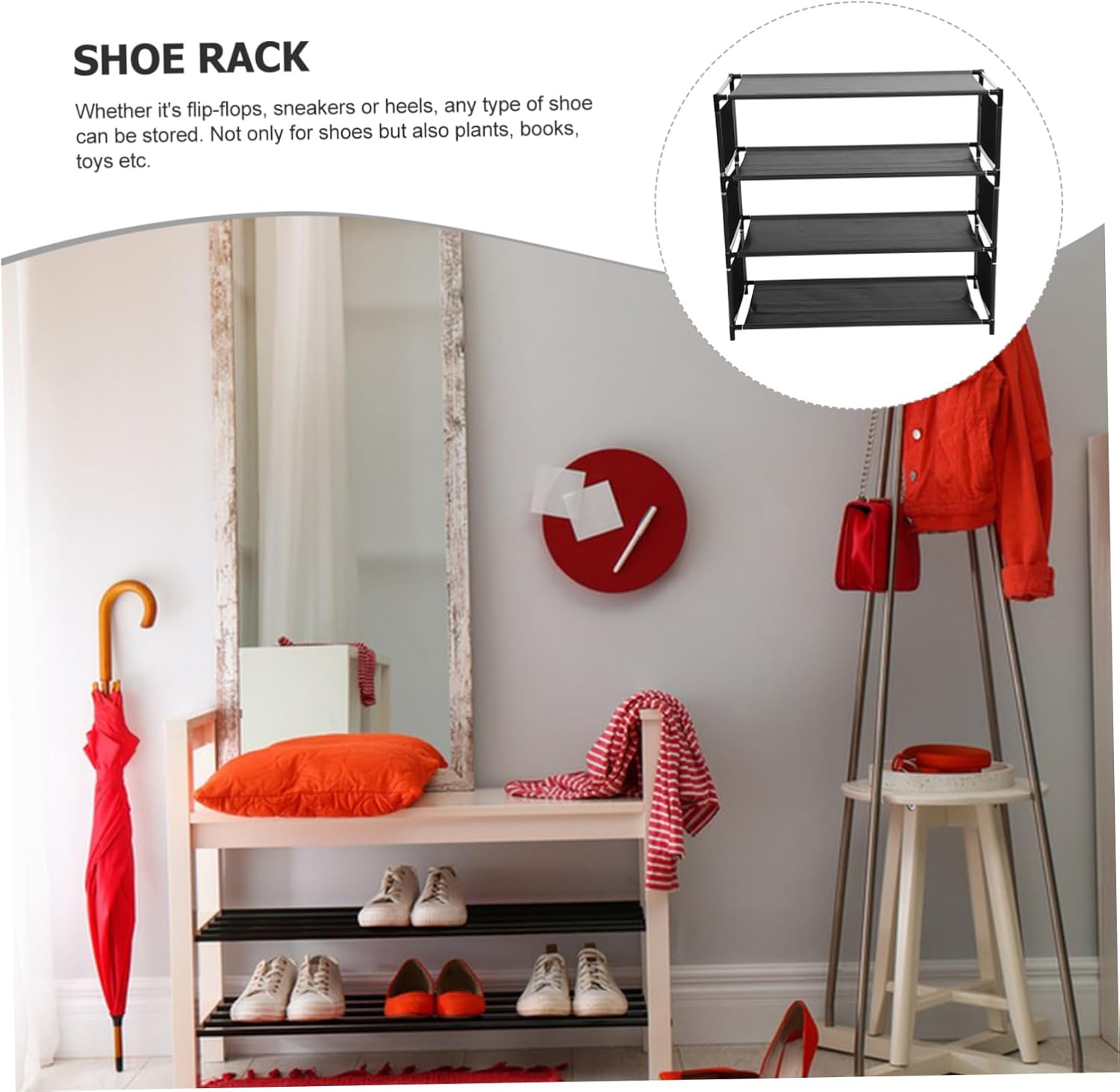 Shoe Rack Organizer for Entryway Space-Saving Design for Efficient Shoe Storage and Easy to Clean for Closets and Living Spaces