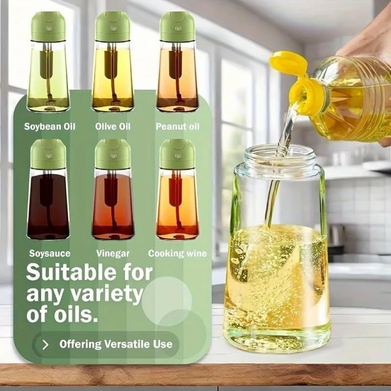 Olive Oil Sprayer Cooking Oil Dispensing Bottle: 2 in 1 Glass Olive Oil Dispenser Bottle, Upgraded Glass Oil Spraying Bottle for Kitchen Air Fryer Salad BBQ Baking