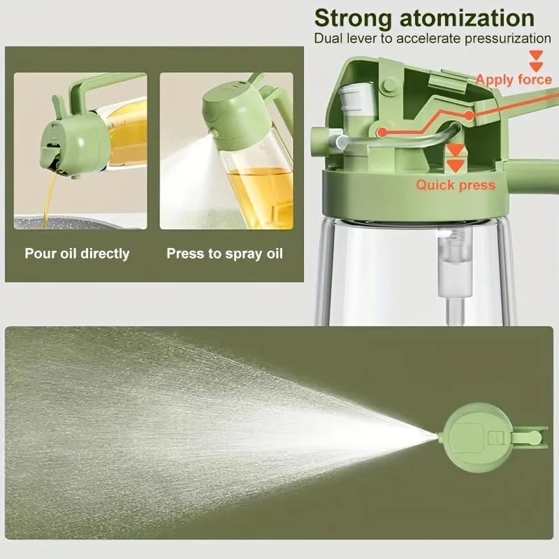 Olive Oil Sprayer Cooking Oil Dispensing Bottle: 2 in 1 Glass Olive Oil Dispenser Bottle, Upgraded Glass Oil Spraying Bottle for Kitchen Air Fryer Salad BBQ Baking