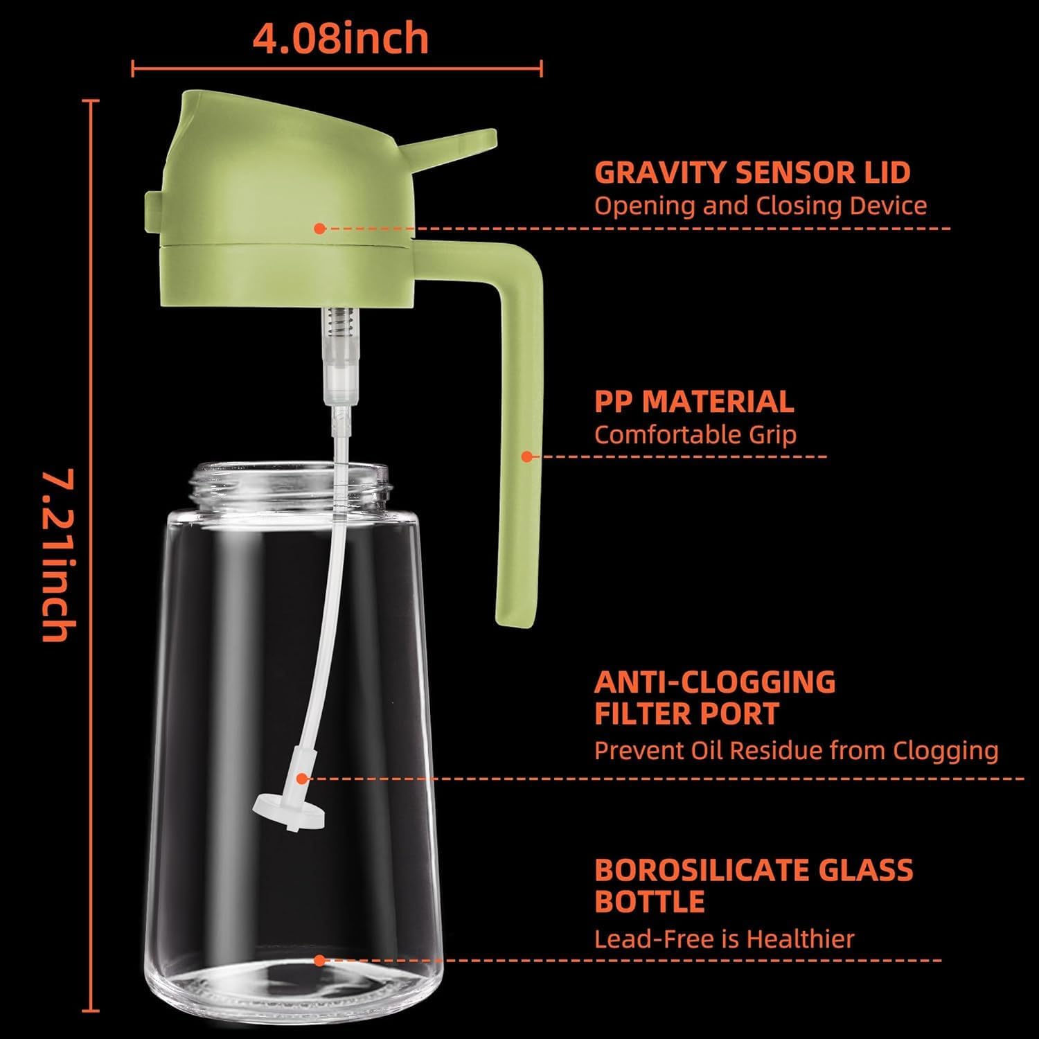 Olive Oil Sprayer Cooking Oil Dispensing Bottle: 2 in 1 Glass Olive Oil Dispenser Bottle, Upgraded Glass Oil Spraying Bottle for Kitchen Air Fryer Salad BBQ Baking