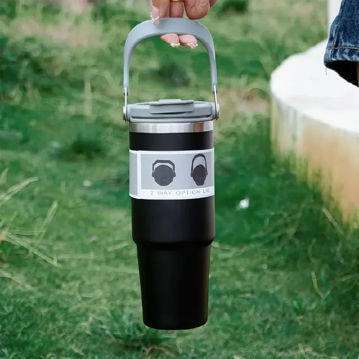 Stainless Steel Thermos Cup, High-value Thermal Insulation And Cold-keeping Large-capacity Straw Cup, Simple And Portable With Its Own Rope, Straw Cap Can Be Stored Dust-proof And Beautiful