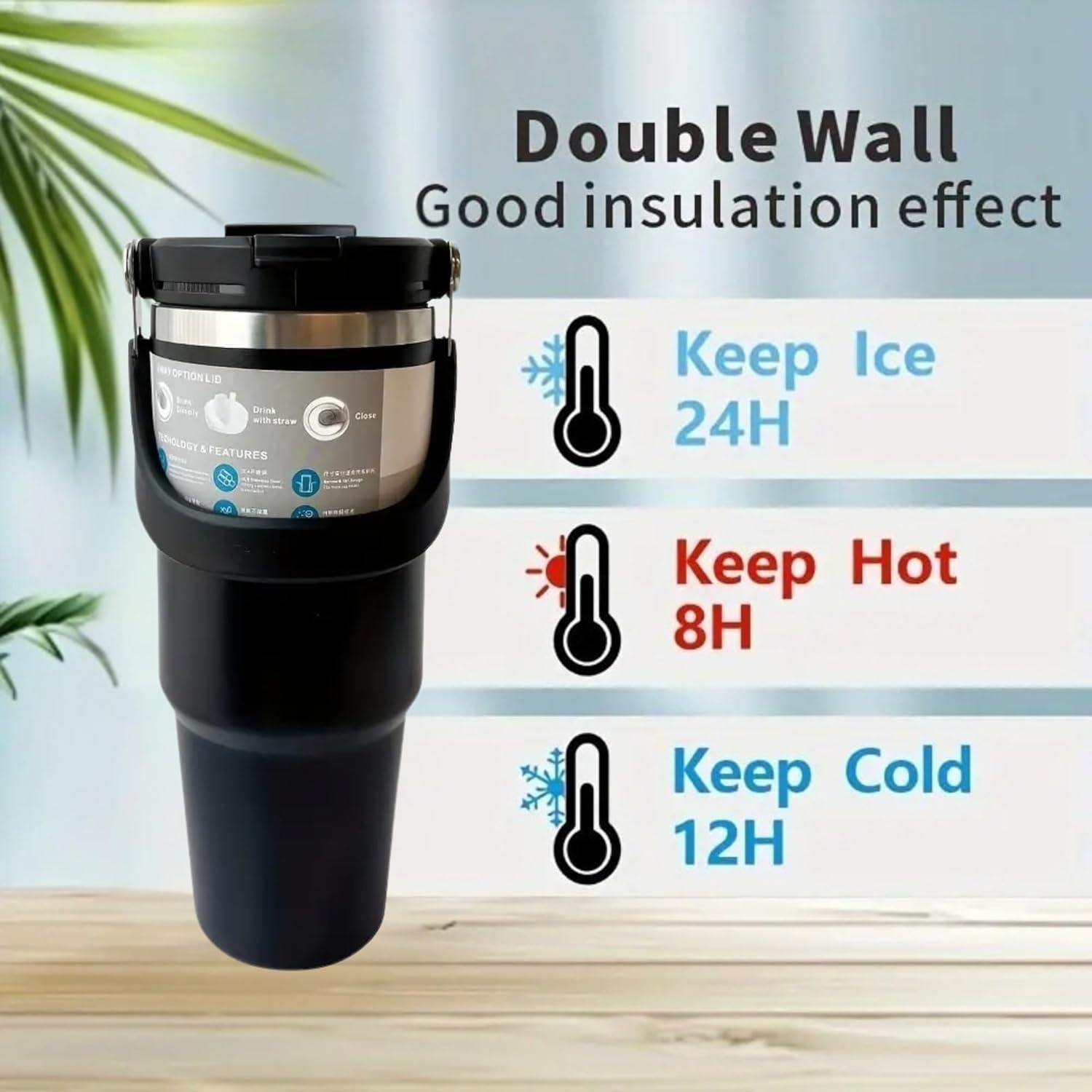 Stainless Steel Thermos Cup, High-value Thermal Insulation And Cold-keeping Large-capacity Straw Cup, Simple And Portable With Its Own Rope, Straw Cap Can Be Stored Dust-proof And Beautiful