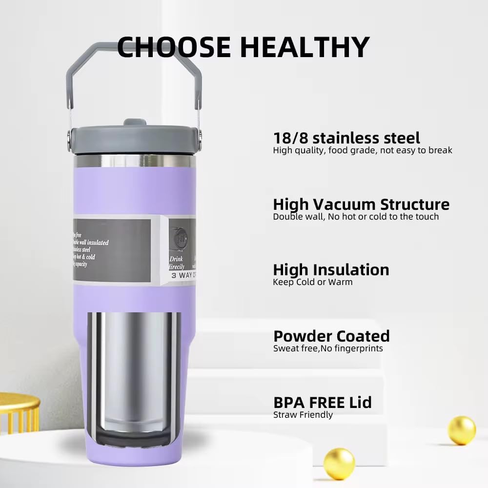 Stainless Steel Thermos Cup, High-value Thermal Insulation And Cold-keeping Large-capacity Straw Cup, Simple And Portable With Its Own Rope, Straw Cap Can Be Stored Dust-proof And Beautiful