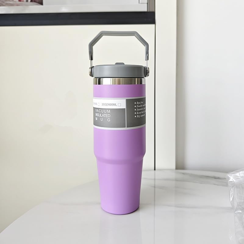 Stainless Steel Thermos Cup, High-value Thermal Insulation And Cold-keeping Large-capacity Straw Cup, Simple And Portable With Its Own Rope, Straw Cap Can Be Stored Dust-proof And Beautiful