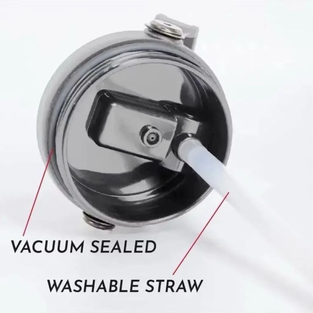 Stainless Steel Thermos Cup, High-value Thermal Insulation And Cold-keeping Large-capacity Straw Cup, Simple And Portable With Its Own Rope, Straw Cap Can Be Stored Dust-proof And Beautiful