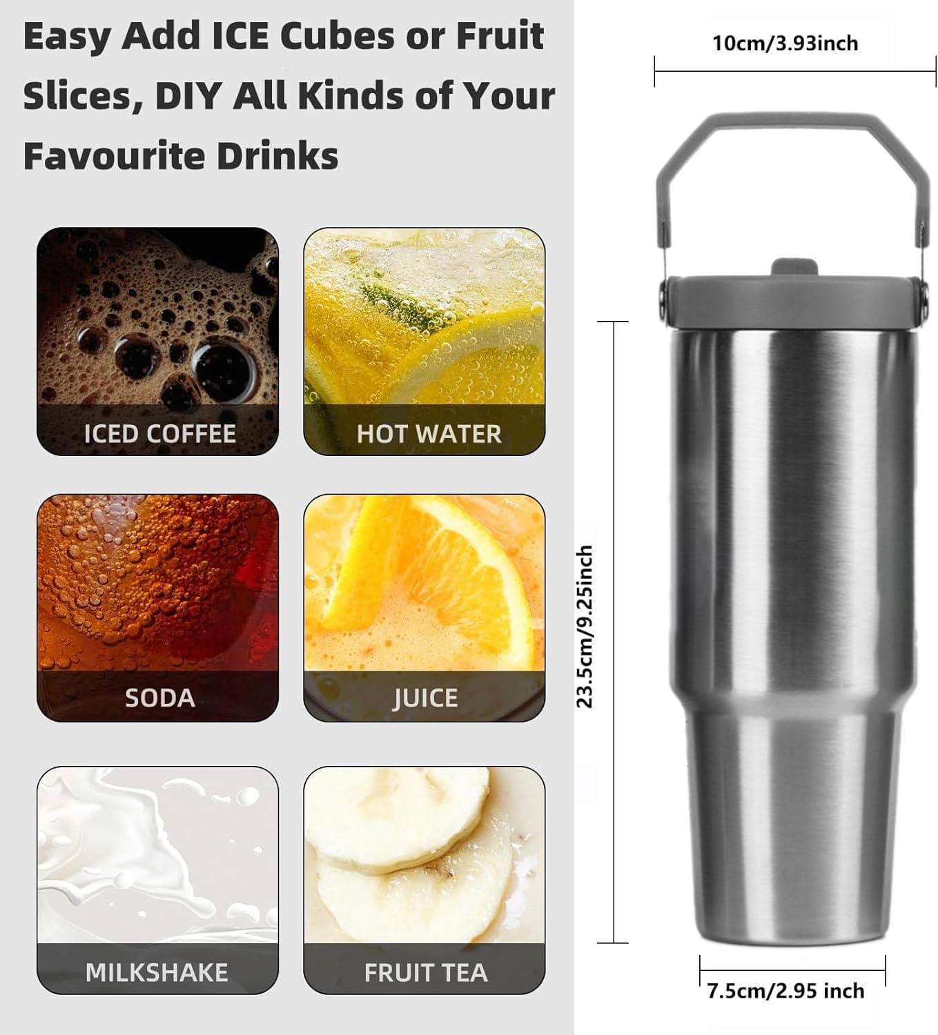 Stainless Steel Thermos Cup, High-value Thermal Insulation And Cold-keeping Large-capacity Straw Cup, Simple And Portable With Its Own Rope, Straw Cap Can Be Stored Dust-proof And Beautiful