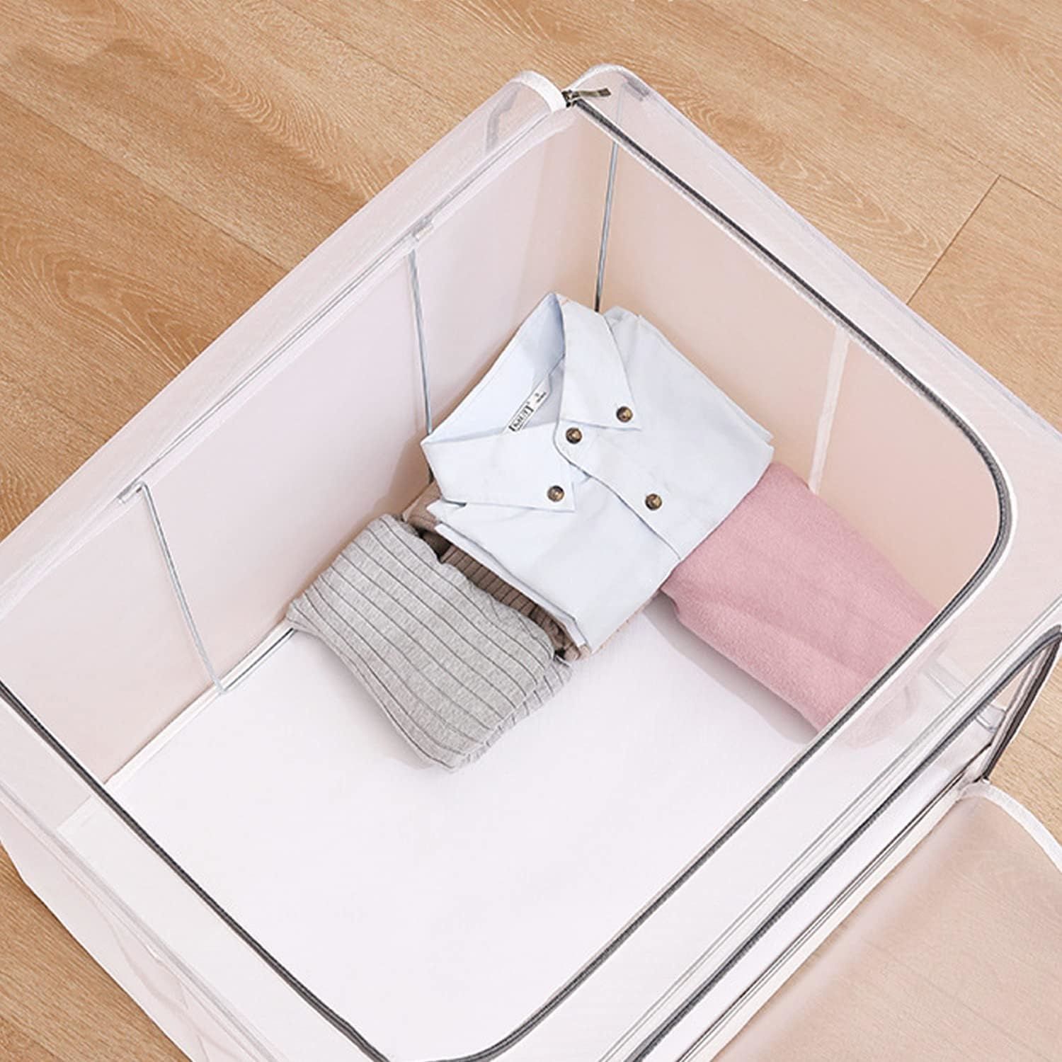 【Final Clearance】24L/66L/ 110L Large Foldable Storage Bins Organizer with Durable Handles, Metal Frame, for Clothing | Bed Sheets | Blanket | Comforters | Pillows | Toys
