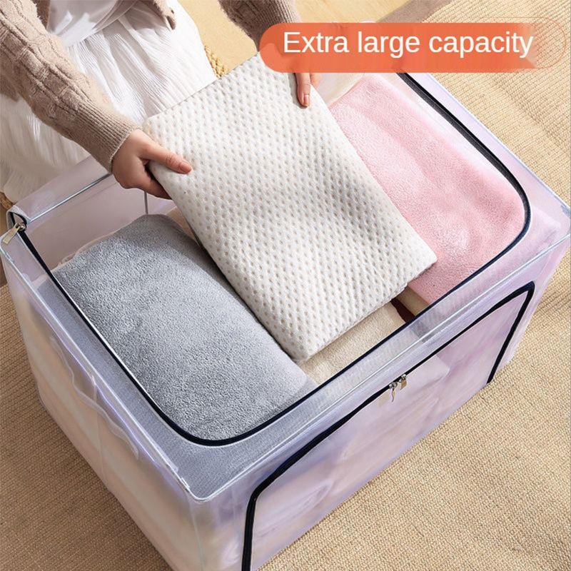 【Final Clearance】24L/66L/ 110L Large Foldable Storage Bins Organizer with Durable Handles, Metal Frame, for Clothing | Bed Sheets | Blanket | Comforters | Pillows | Toys