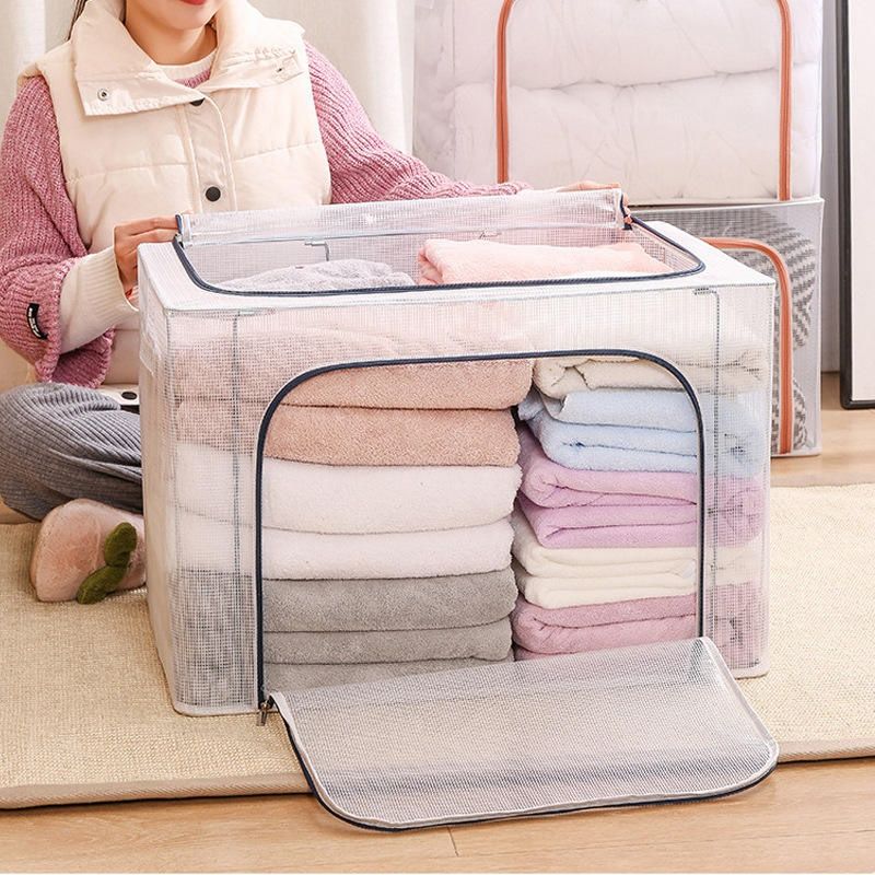 【Final Clearance】24L/66L/ 110L Large Foldable Storage Bins Organizer with Durable Handles, Metal Frame, for Clothing | Bed Sheets | Blanket | Comforters | Pillows | Toys