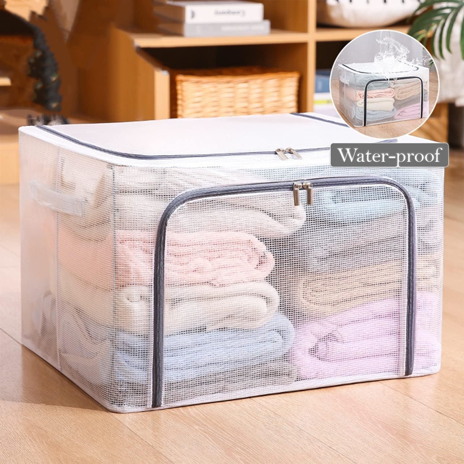 【Final Clearance】24L/66L/ 110L Large Foldable Storage Bins Organizer with Durable Handles, Metal Frame, for Clothing | Bed Sheets | Blanket | Comforters | Pillows | Toys