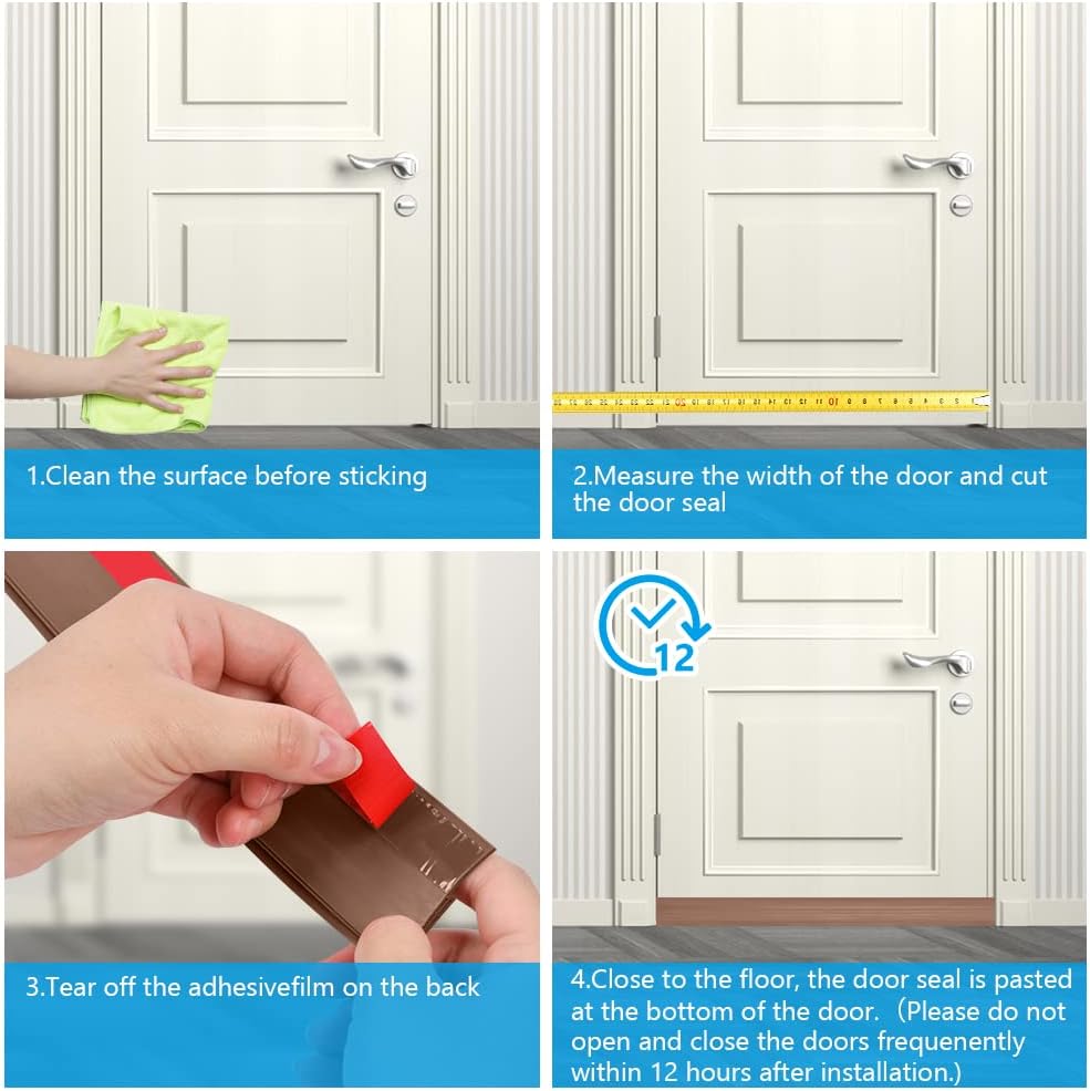 Premium Door Draft Stopper for Bottom of Door,Under Door Noise and Light and Bug Blocker, Under Door Sweep for Exterior & Interior Doors, Door Strip Ideal for Keeping Out Cold