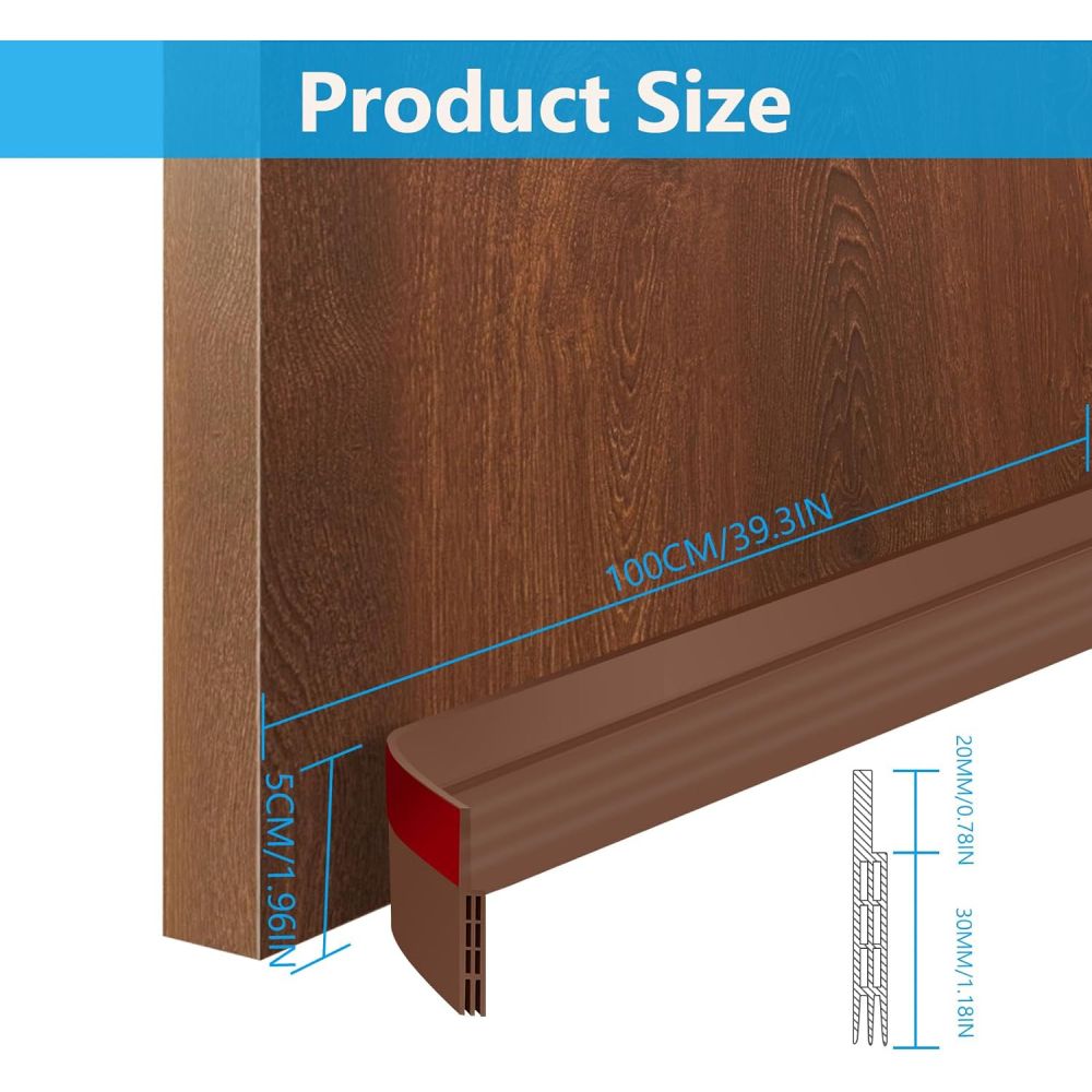 Premium Door Draft Stopper for Bottom of Door,Under Door Noise and Light and Bug Blocker, Under Door Sweep for Exterior & Interior Doors, Door Strip Ideal for Keeping Out Cold