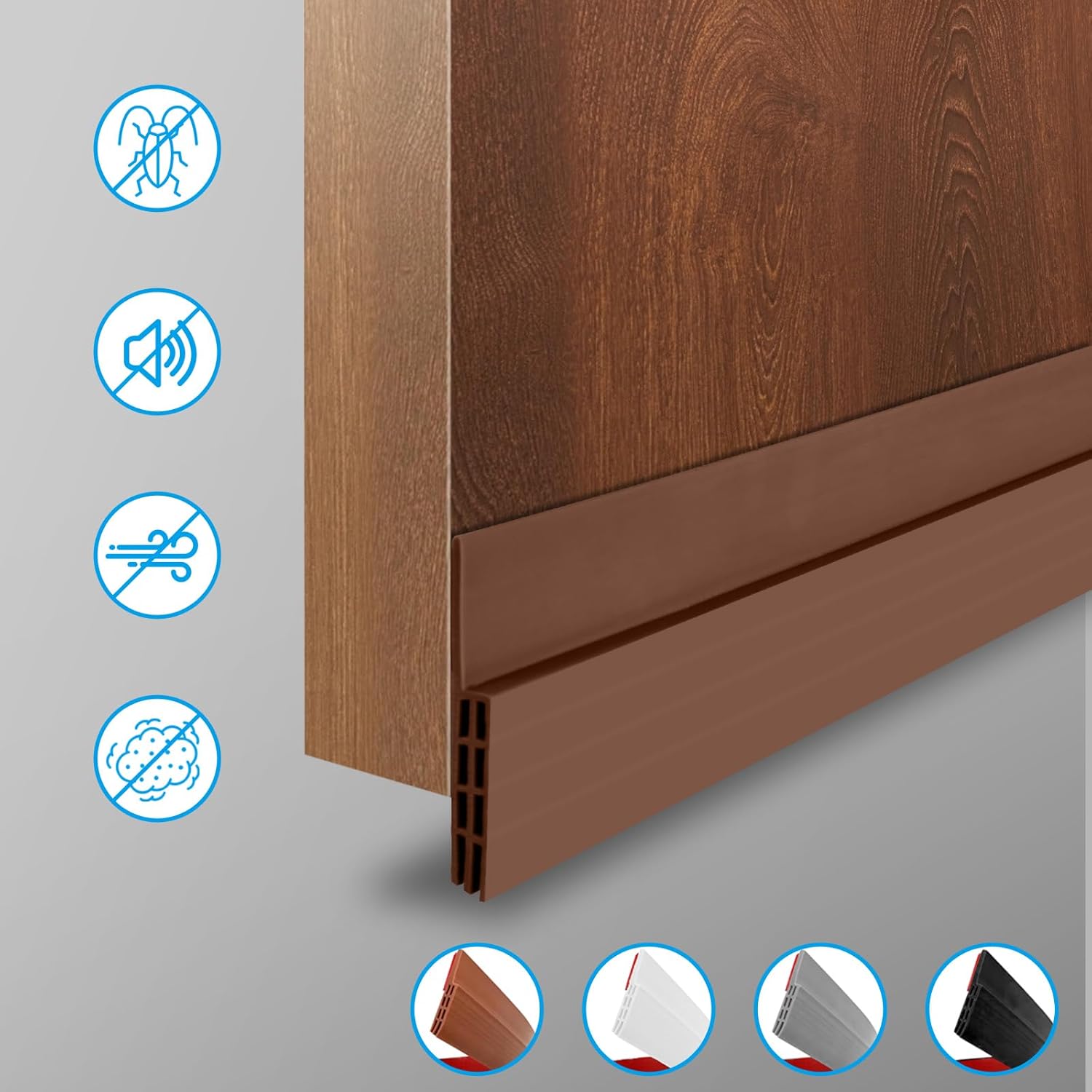 Premium Door Draft Stopper for Bottom of Door,Under Door Noise and Light and Bug Blocker, Under Door Sweep for Exterior & Interior Doors, Door Strip Ideal for Keeping Out Cold