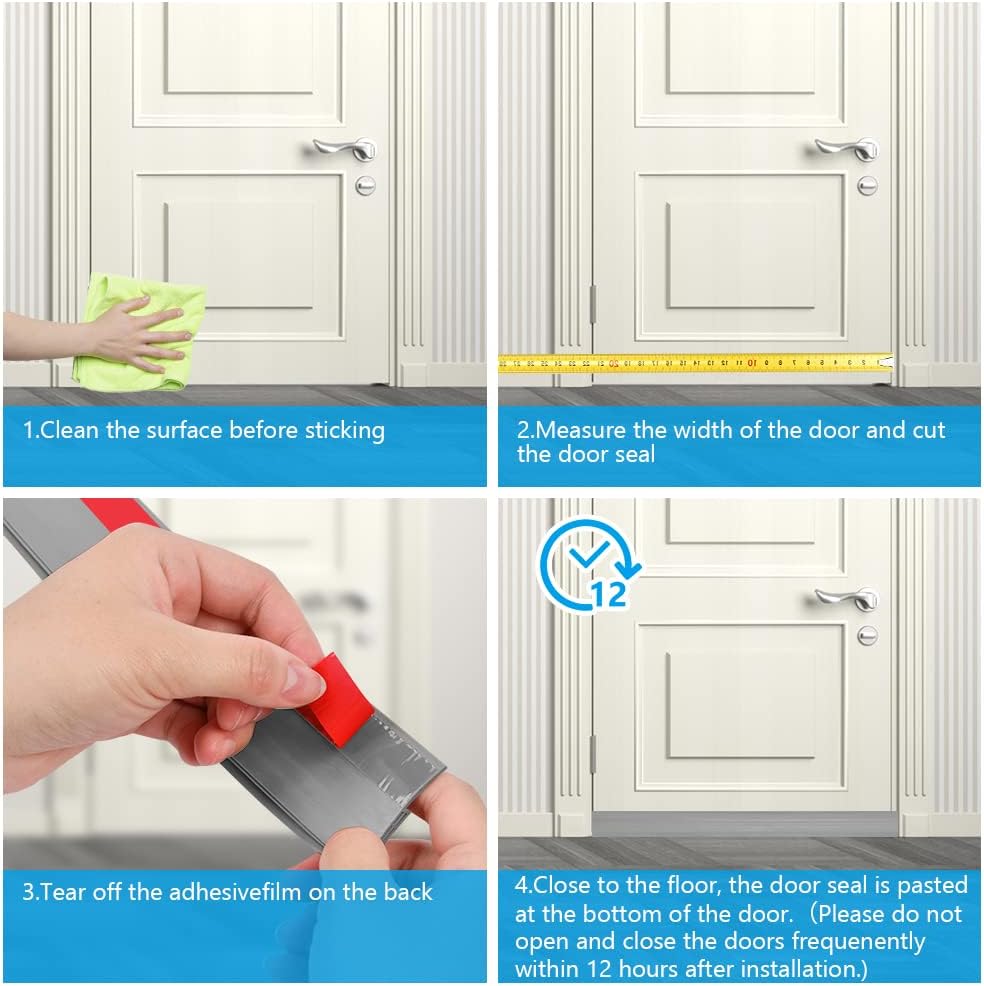 Premium Door Draft Stopper for Bottom of Door,Under Door Noise and Light and Bug Blocker, Under Door Sweep for Exterior & Interior Doors, Door Strip Ideal for Keeping Out Cold