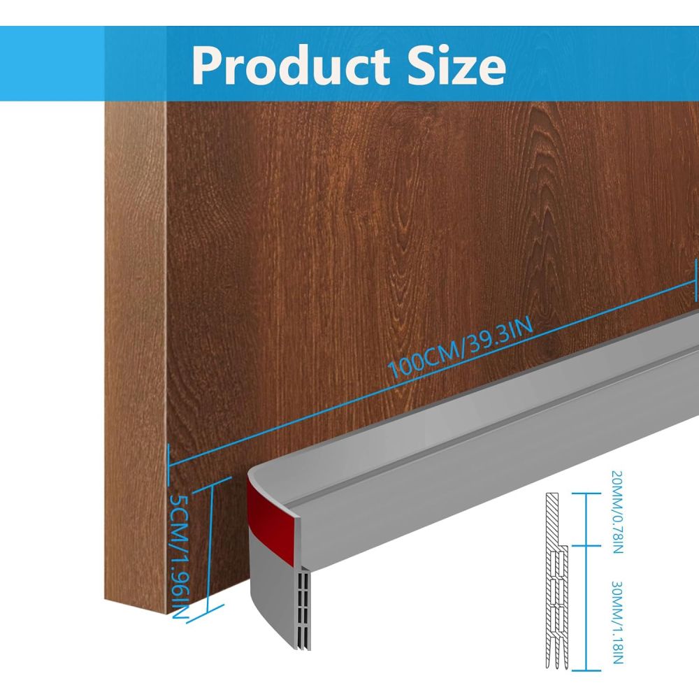 Premium Door Draft Stopper for Bottom of Door,Under Door Noise and Light and Bug Blocker, Under Door Sweep for Exterior & Interior Doors, Door Strip Ideal for Keeping Out Cold