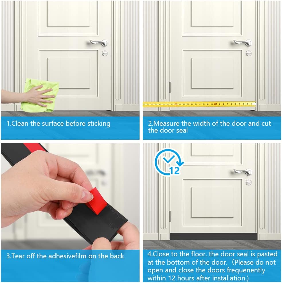 Premium Door Draft Stopper for Bottom of Door,Under Door Noise and Light and Bug Blocker, Under Door Sweep for Exterior & Interior Doors, Door Strip Ideal for Keeping Out Cold