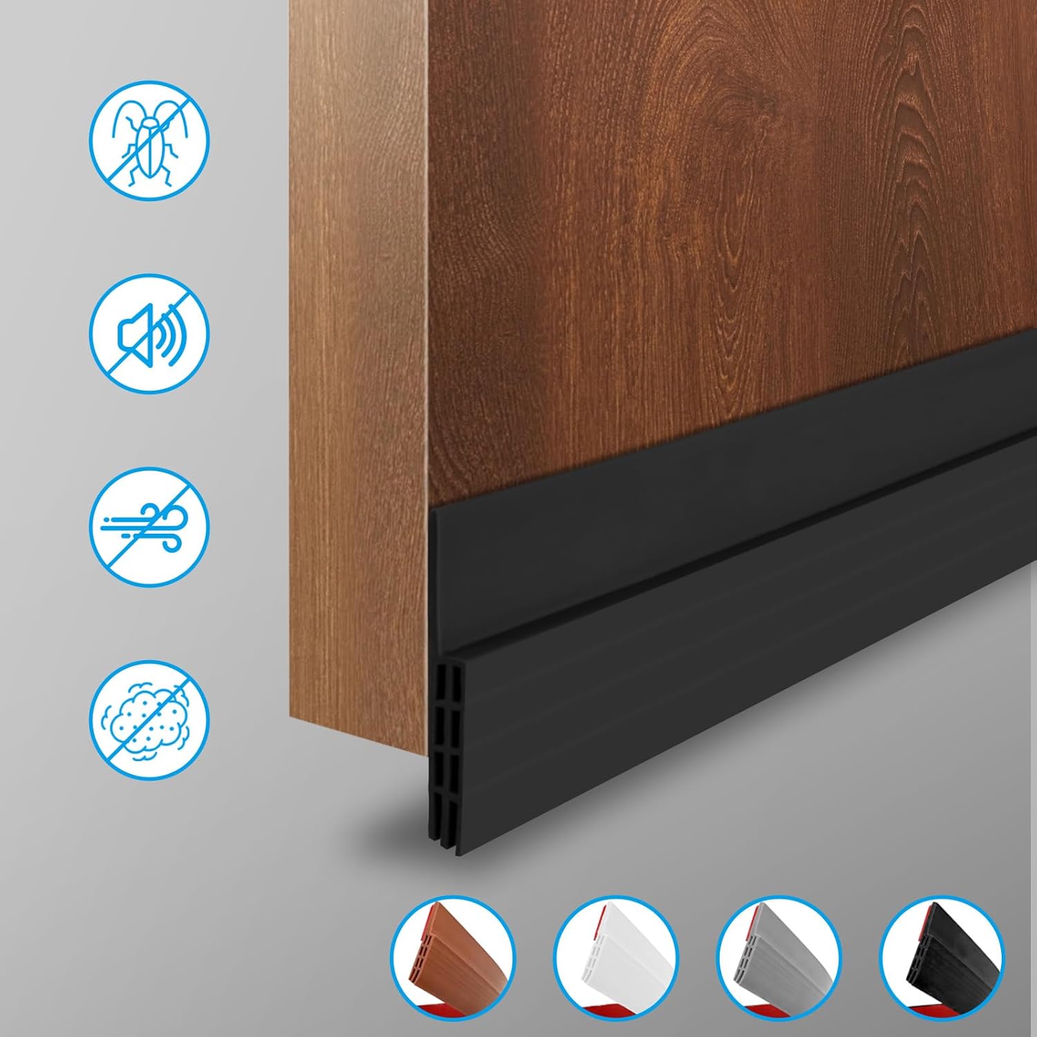Premium Door Draft Stopper for Bottom of Door,Under Door Noise and Light and Bug Blocker, Under Door Sweep for Exterior & Interior Doors, Door Strip Ideal for Keeping Out Cold