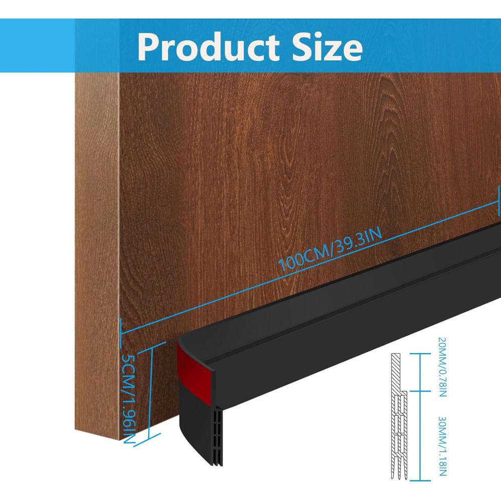 Premium Door Draft Stopper for Bottom of Door,Under Door Noise and Light and Bug Blocker, Under Door Sweep for Exterior & Interior Doors, Door Strip Ideal for Keeping Out Cold