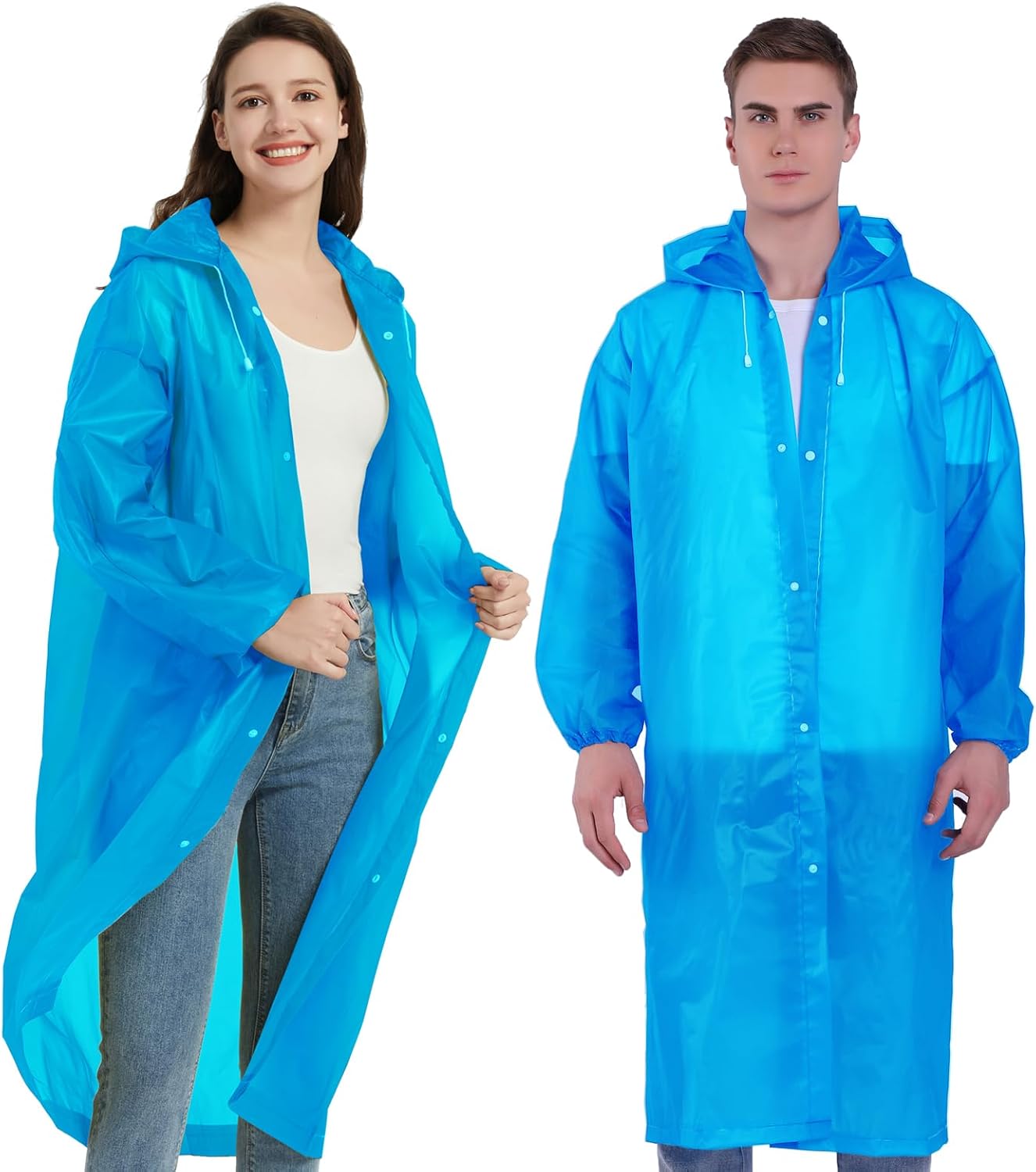 1-Piece Outdoor Sports Adult Raincoat, Windproof Waterproof EVA Thickened Full-Body Coverall Rain Poncho for Travel, Outdoor Cycling, Hiking, Portable Adult Men's Women's Raincoat