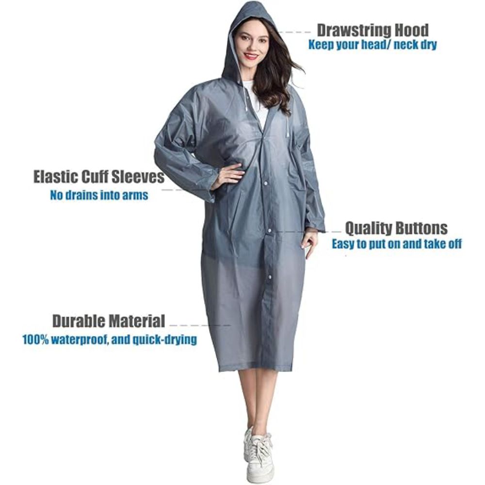 1-Piece Outdoor Sports Adult Raincoat, Windproof Waterproof EVA Thickened Full-Body Coverall Rain Poncho for Travel, Outdoor Cycling, Hiking, Portable Adult Men's Women's Raincoat