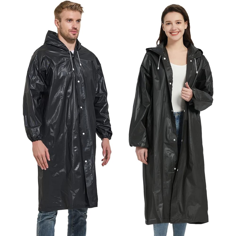 1-Piece Outdoor Sports Adult Raincoat, Windproof Waterproof EVA Thickened Full-Body Coverall Rain Poncho for Travel, Outdoor Cycling, Hiking, Portable Adult Men's Women's Raincoat