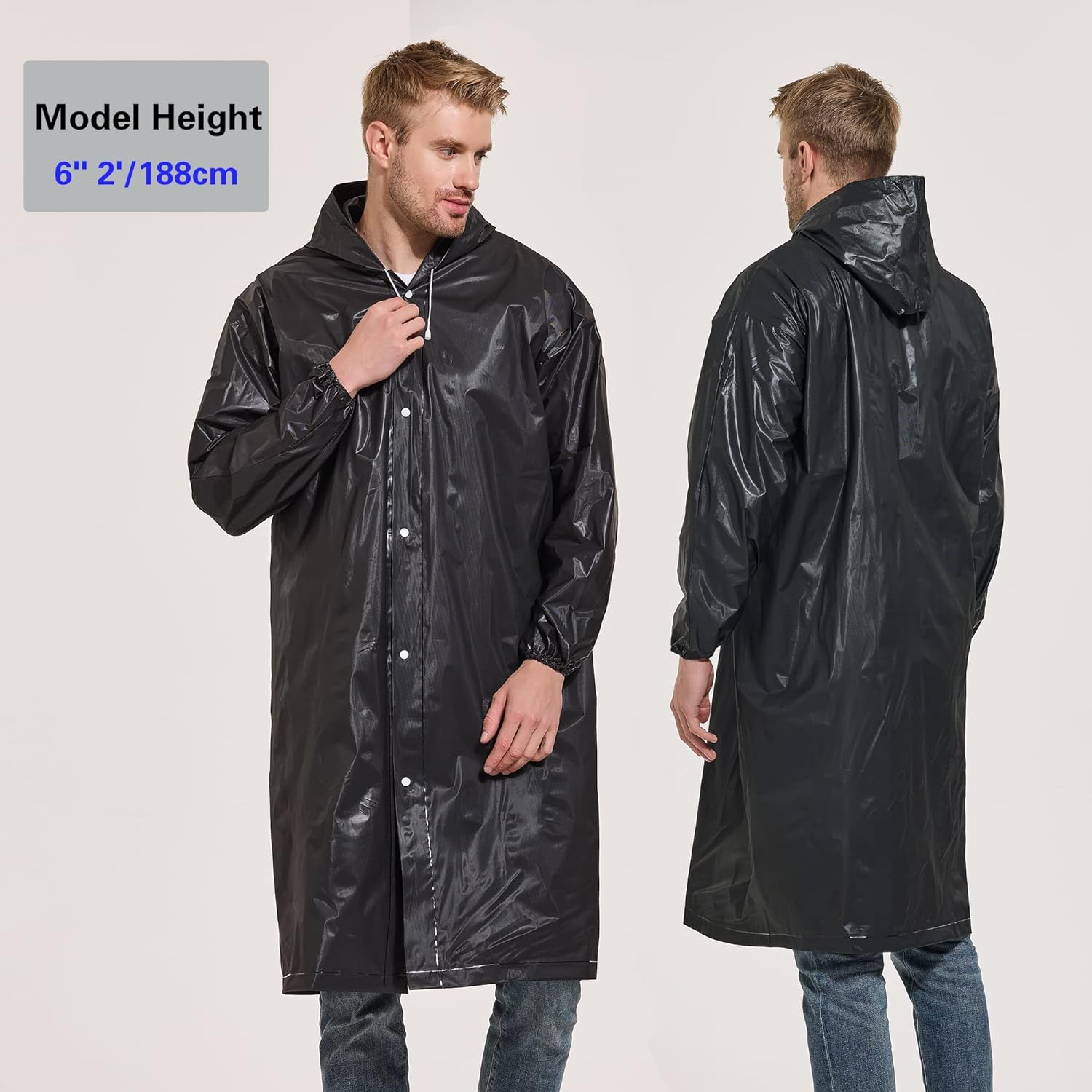 1-Piece Outdoor Sports Adult Raincoat, Windproof Waterproof EVA Thickened Full-Body Coverall Rain Poncho for Travel, Outdoor Cycling, Hiking, Portable Adult Men's Women's Raincoat