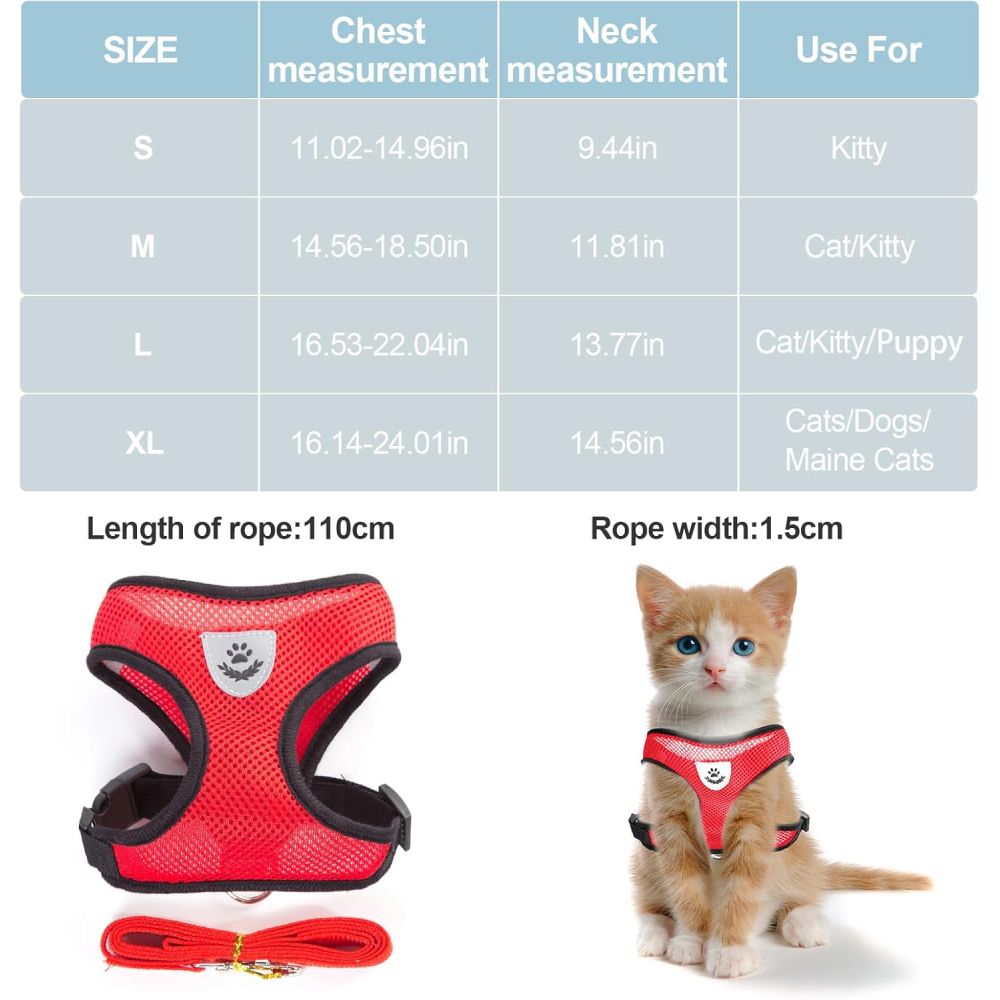 Cat Dog Harness Adjustable Vest Walking Lead Leash For Puppy Dogs Collar Mesh Harness For Small Medium Dog Cat Pet Accessories