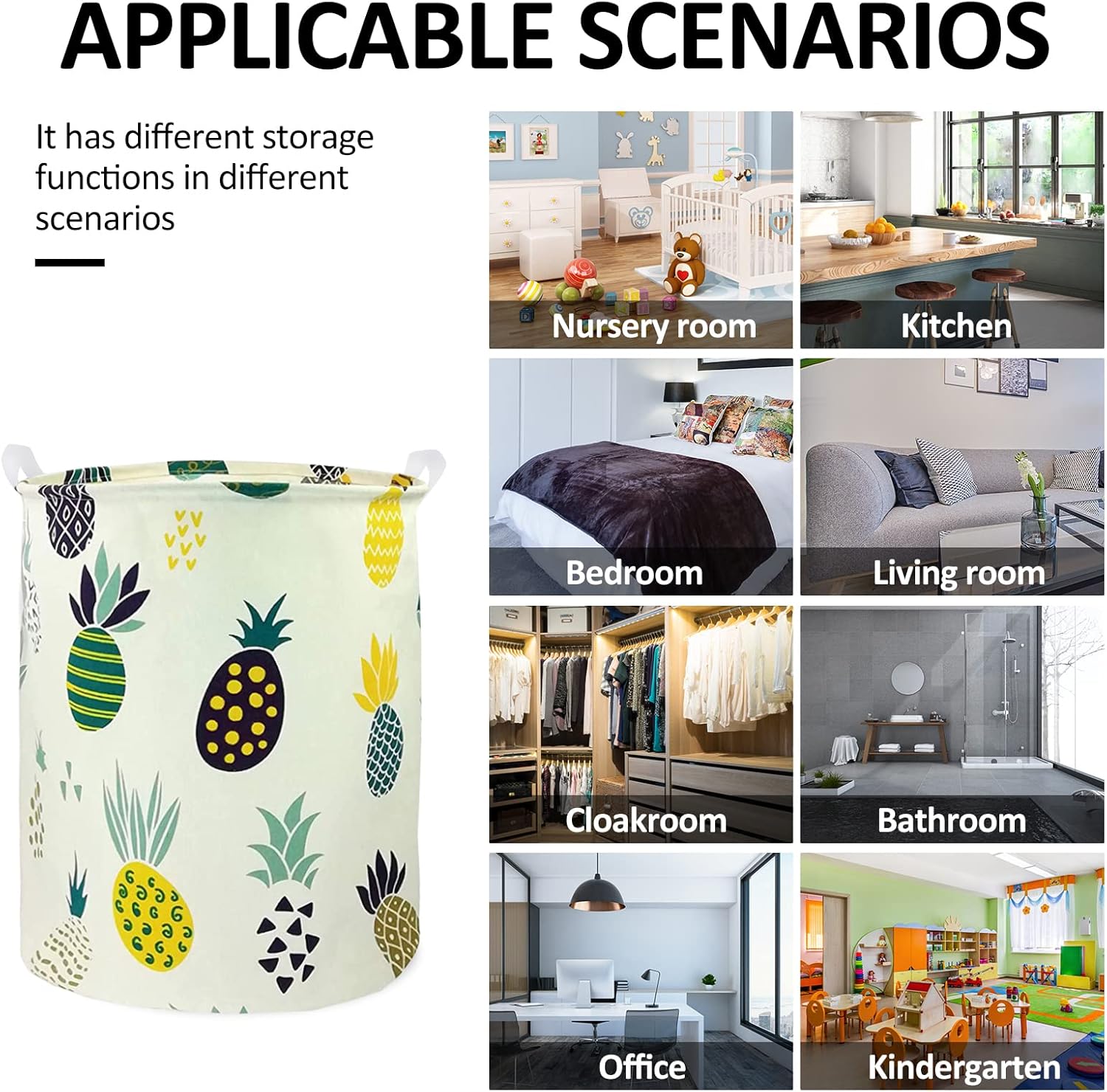 Dirty Laundry Basket Cotton Linen Foldable Round Waterproof Organizer Bucket Clothes Toys Large Capacity Home Storage Basket