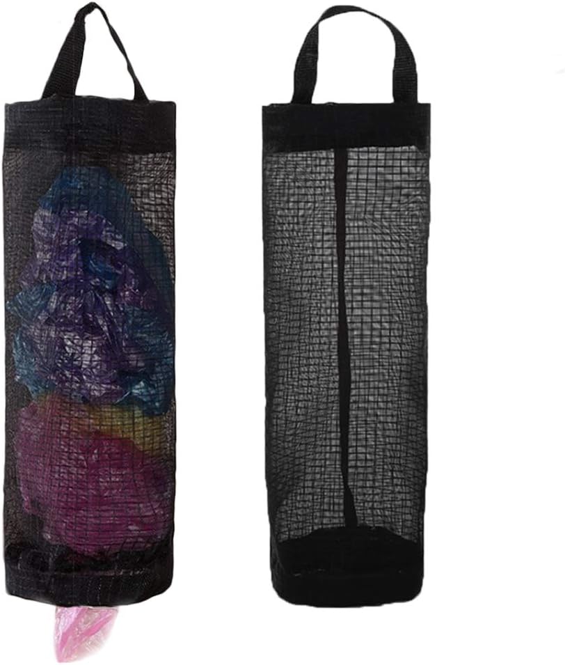 Kitchen Hanging Mesh Bag Organizer for Grocery and Garbage Bags - Space-Saving Storage with Durable Mesh