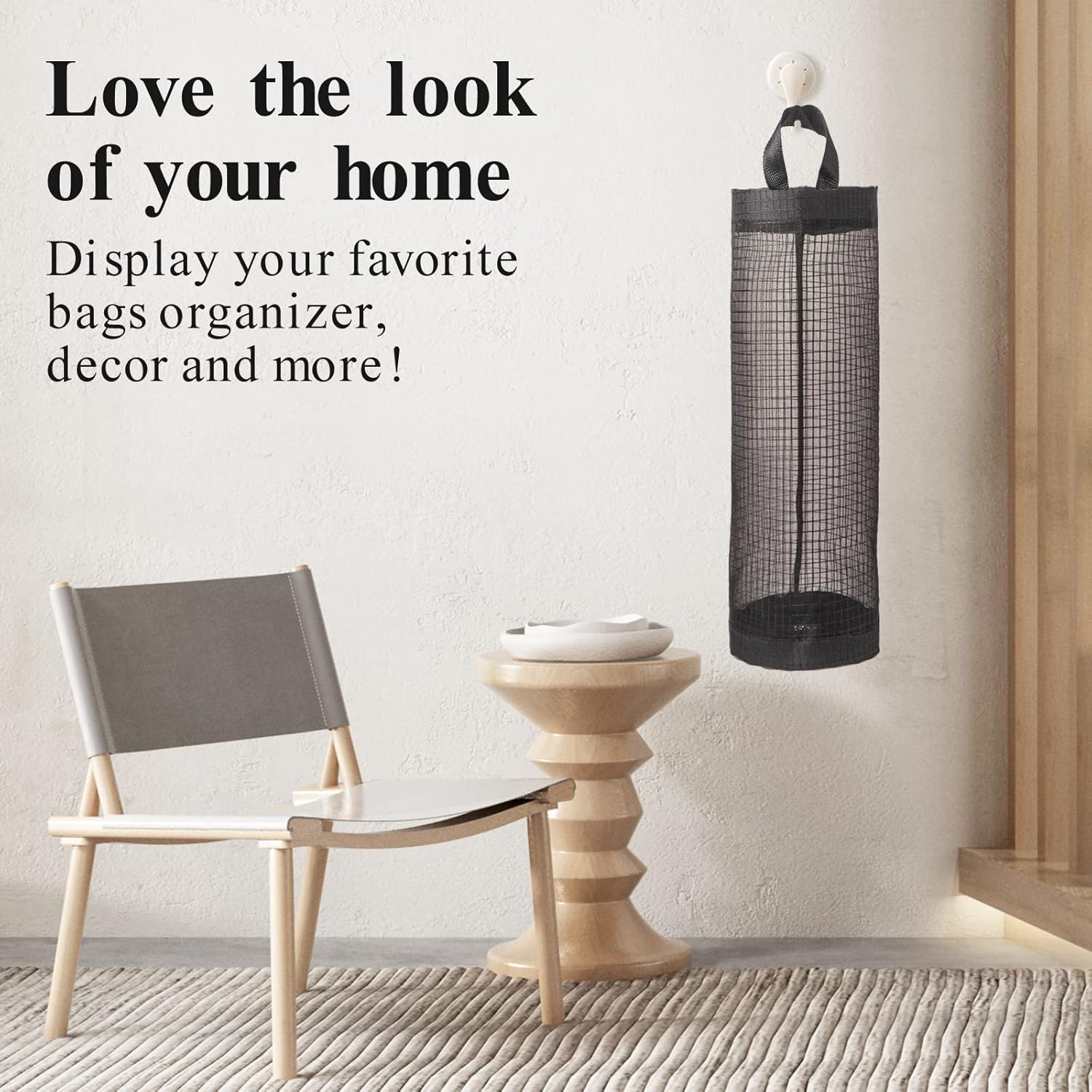 Kitchen Hanging Mesh Bag Organizer for Grocery and Garbage Bags - Space-Saving Storage with Durable Mesh