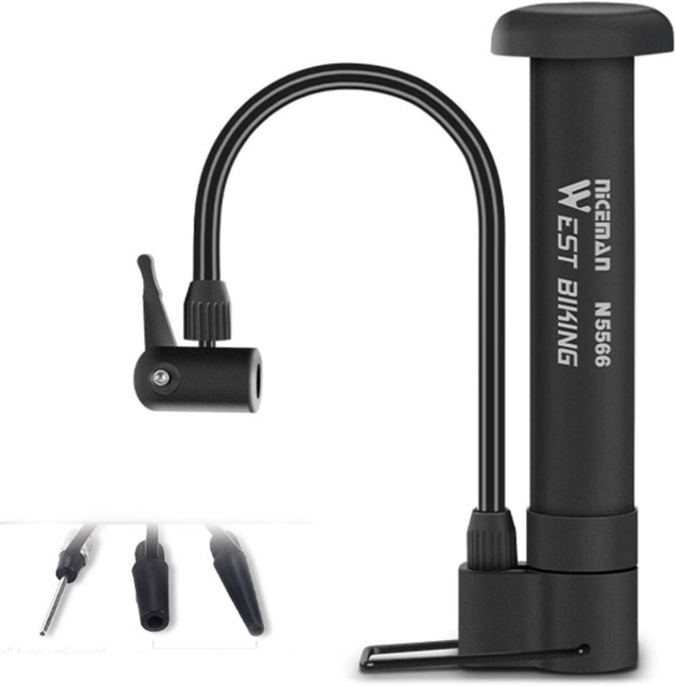 WEST BIKING Manual Portable Hand Pump - Heavy-Duty Bike & Motorcycle Tire Inflator, 80PSI High- Ball Pump Suitable for, Scooters, Ball Pumps - Compact (Ideal for Travel)