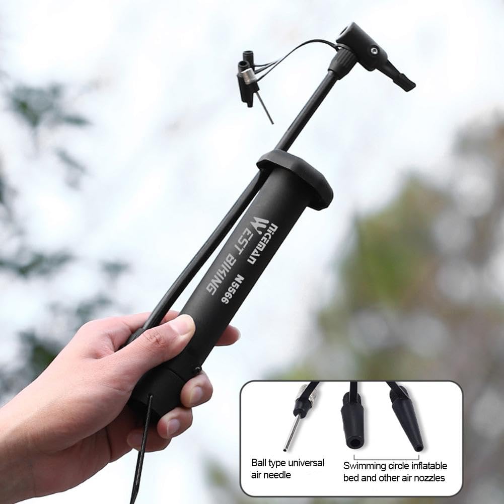 WEST BIKING Manual Portable Hand Pump - Heavy-Duty Bike & Motorcycle Tire Inflator, 80PSI High- Ball Pump Suitable for, Scooters, Ball Pumps - Compact (Ideal for Travel)