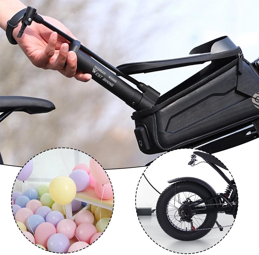 WEST BIKING Manual Portable Hand Pump - Heavy-Duty Bike & Motorcycle Tire Inflator, 80PSI High- Ball Pump Suitable for, Scooters, Ball Pumps - Compact (Ideal for Travel)