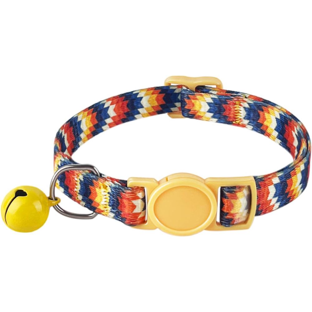 【Final Clearance】Cute Cat Collar for Girl Boy,Colorful Breakaway Cat Collars with Bell，Adjustable Printed Nylon with Safety Buckles Kitten Collar