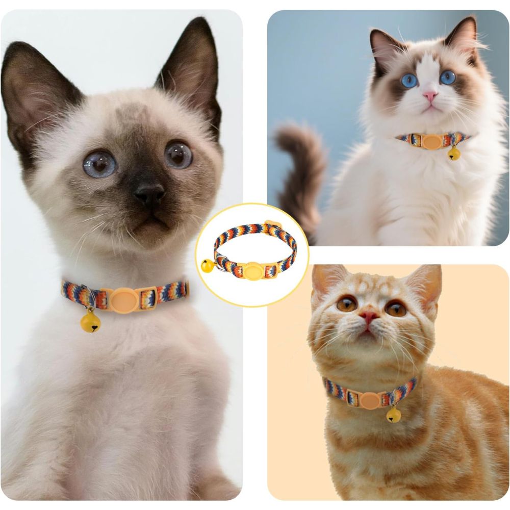 【Final Clearance】Cute Cat Collar for Girl Boy,Colorful Breakaway Cat Collars with Bell，Adjustable Printed Nylon with Safety Buckles Kitten Collar