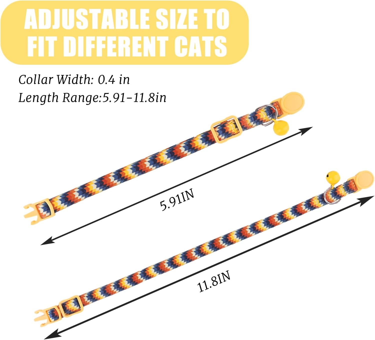 【Final Clearance】Cute Cat Collar for Girl Boy,Colorful Breakaway Cat Collars with Bell，Adjustable Printed Nylon with Safety Buckles Kitten Collar
