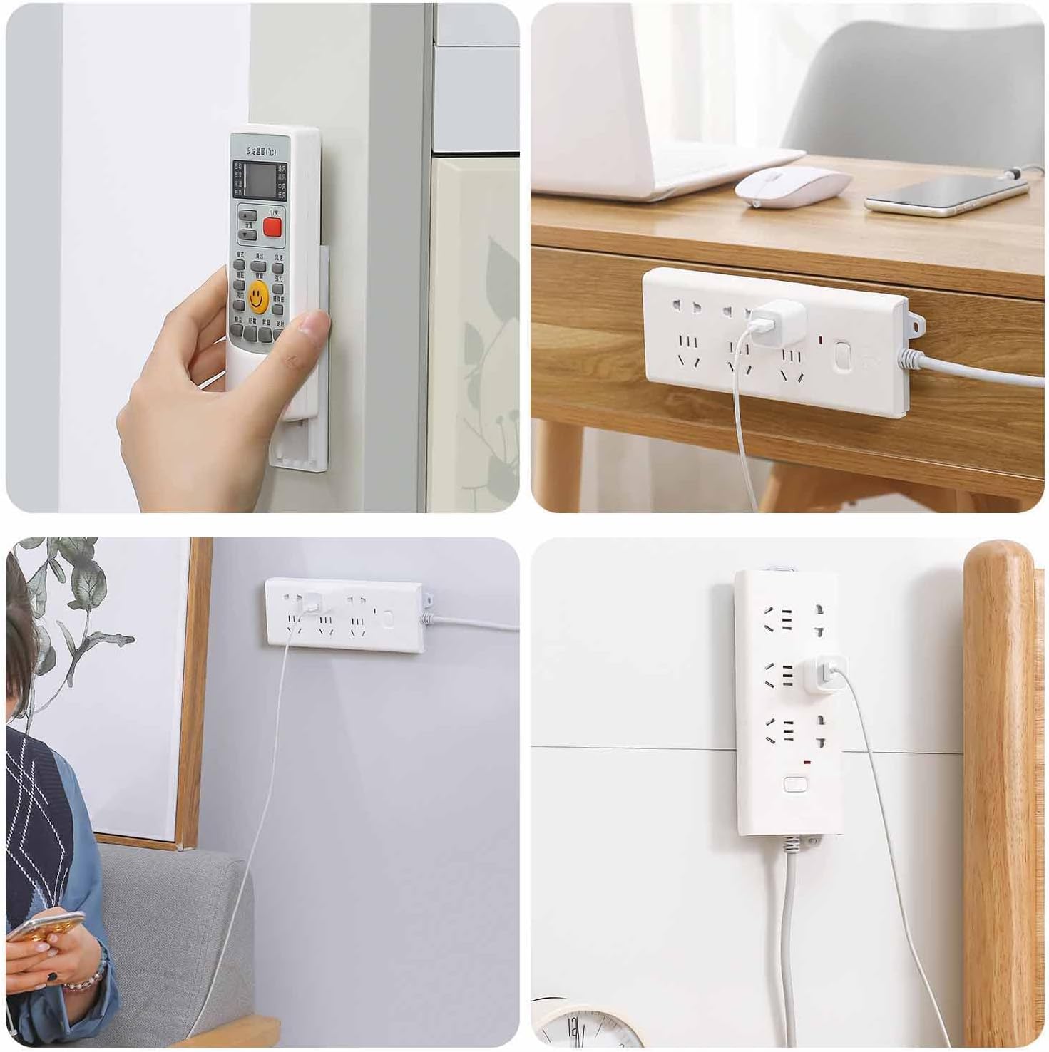 【Clearance Sale】Self Adhesive Wall-mounted Power Strip Holder/Punch Free Socket Panel Plug Fixer for Power Strip Holder Organizer